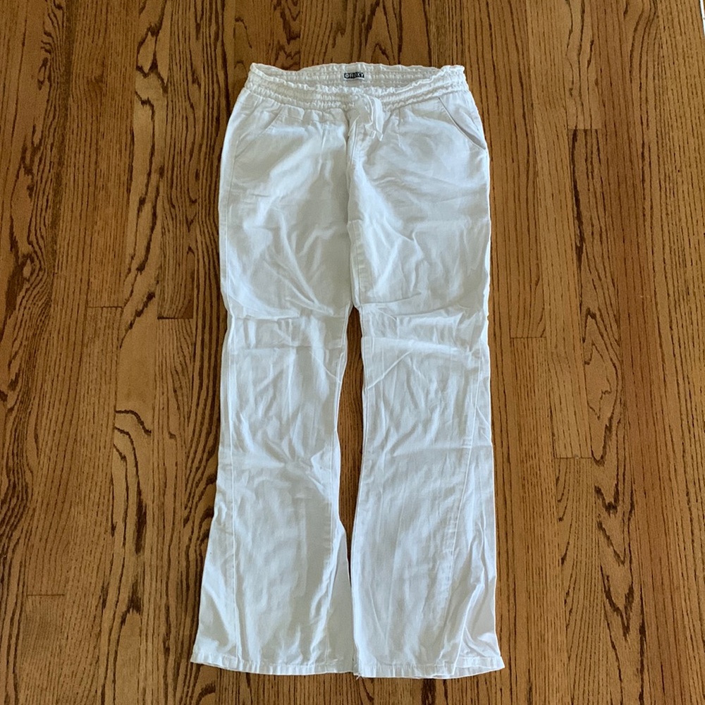Roxy, white linen pants, sz S